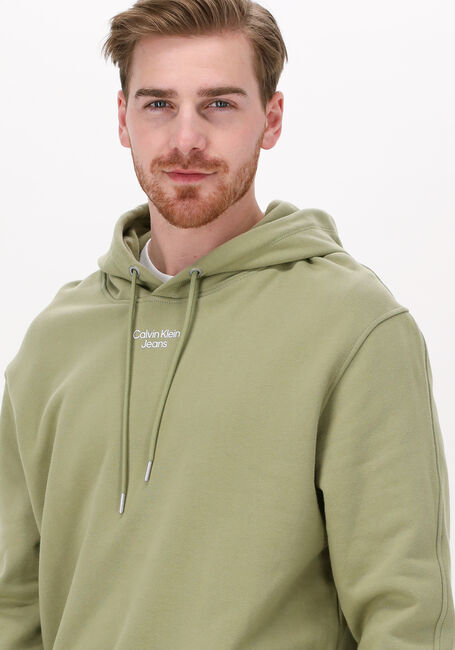Gr&uuml;ne CALVIN KLEIN Sweatshirt STACKED LOGO HOODIE MEN - large