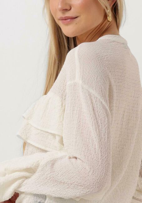 Ecru ALIX THE LABEL Blusen LADIES WOVEN STRUCTURED CHIFFON RUFFLE BLOUSE - large