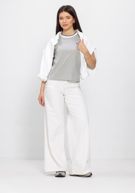 Graue CALVIN KLEIN T-shirt SS CTN MONOGRAM STRIPE TRIM TEE - large