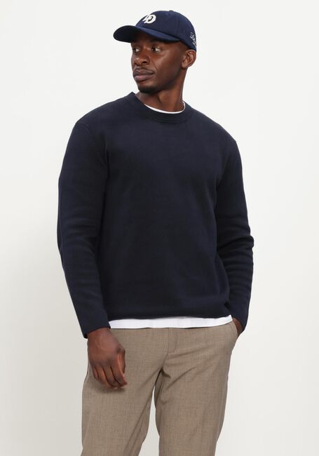 Dunkelblau SELECTED MEN Sweatshirt SLMMIKE LIGHT LS KNIT CREW NECK - large