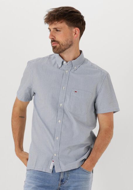 Blaue TOMMY JEANS Casual-Oberhemd TJM REG SEERSUCKER STP SS SHIRT - large