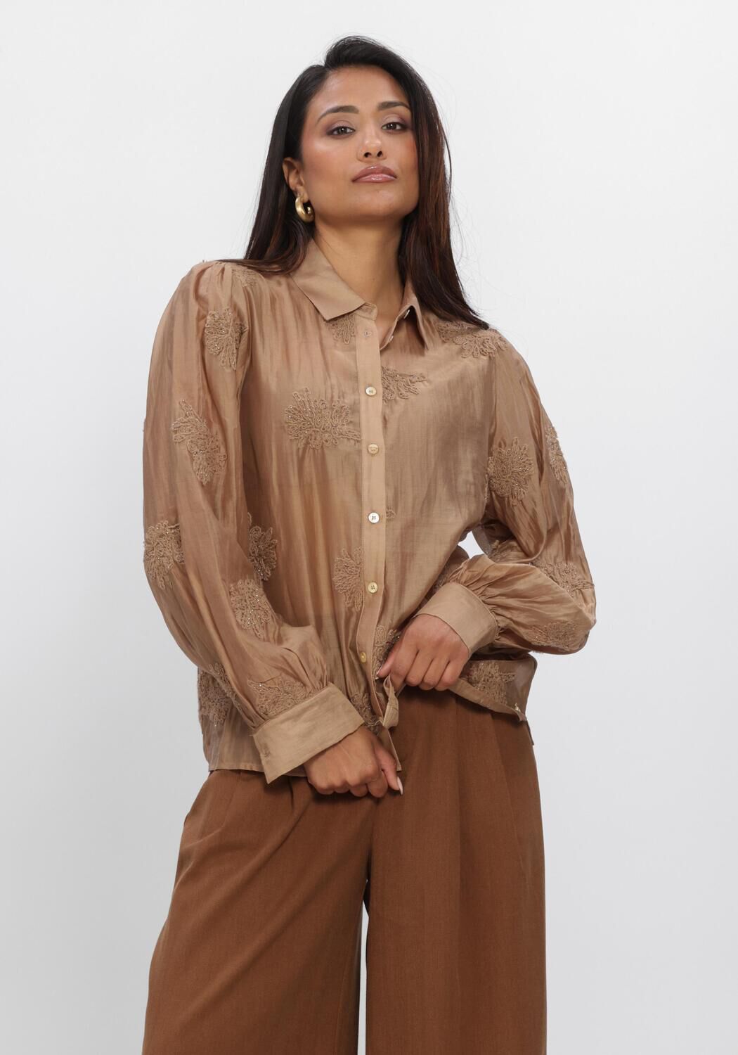 Camelfarbene NUKUS Blusen MILANOVA BLOUSE EMBROIDERY - large
