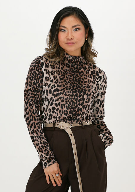 Braune CATWALK JUNKIE Top LS WILD LEOPARD VELVET - large
