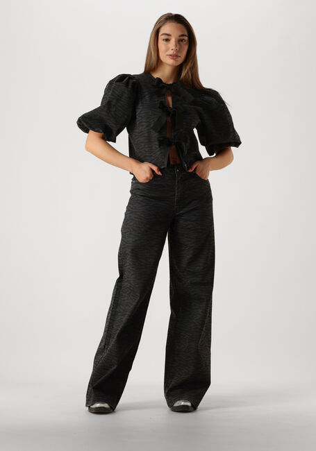 Graue CO'COUTURE Hose ZEBRA GREY WIDE LONG PANTS - large