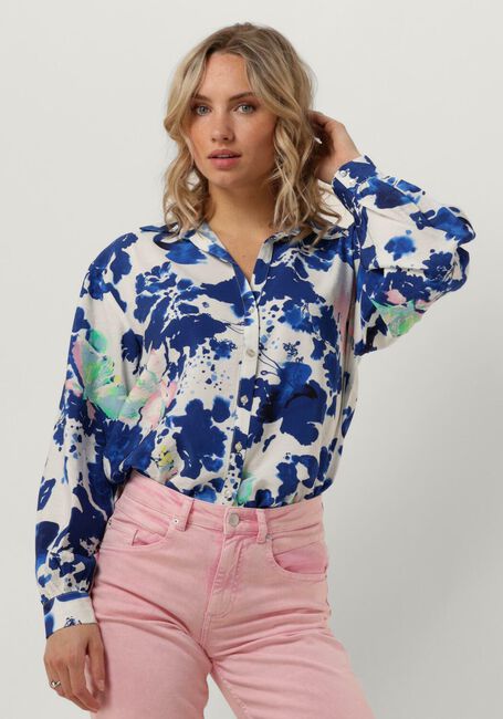 Blaue POM AMSTERDAM Blusen VIOLET CRANE BIRDS BLUE BLOUSE - large