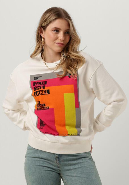 Weiße ALIX THE LABEL Sweatshirt LADIES KNITTED GRAPHIC SWEATER - large