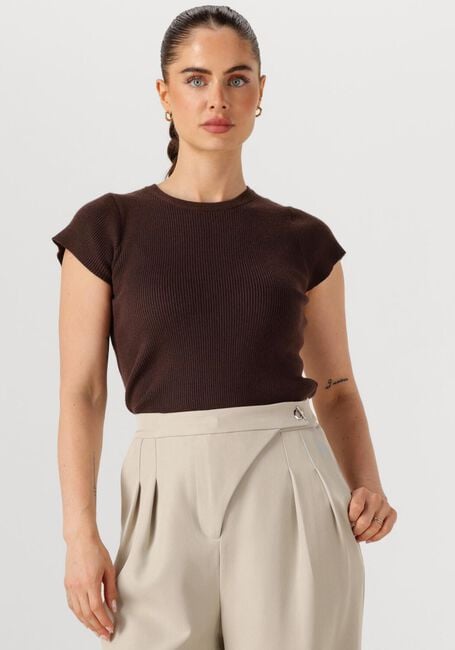 Braune NEO NOIR T-shirt TIRRA KNIT TEE - large