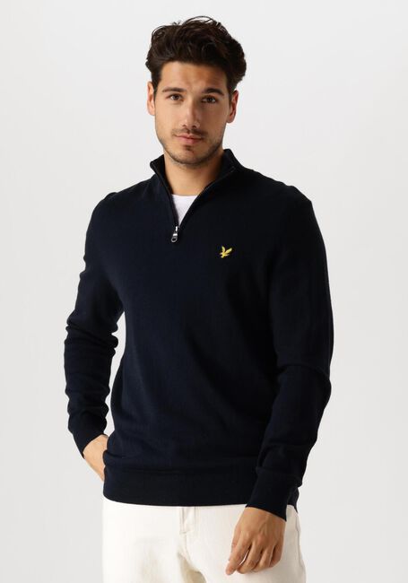 Dunkelblau LYLE & SCOTT Pullover COTTON MERINO QUARTER ZIP JUMPER - large