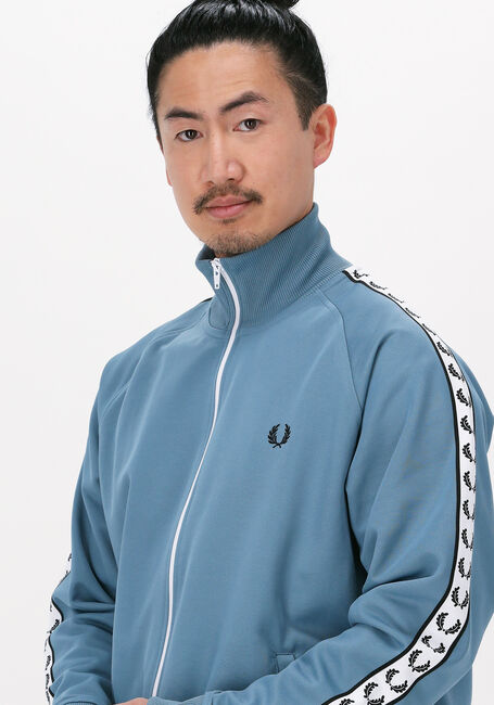 Blaue FRED PERRY Strickjacke TAPED TRACK JACKET - large