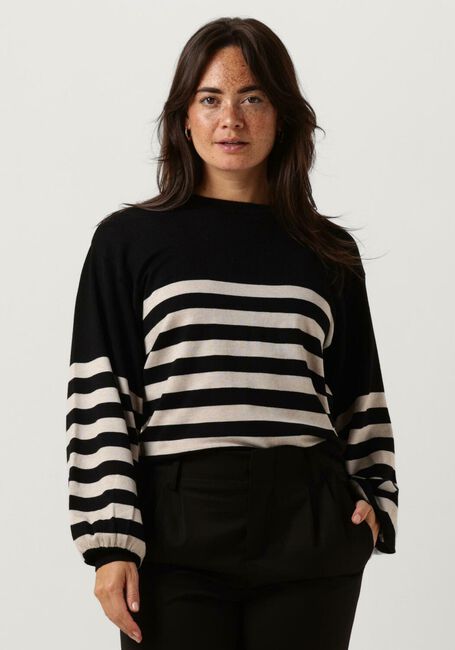 Schwarze MINUS Pullover PERLA STRIPED KNIT PULLOVER - large