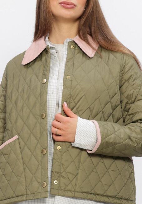 Olive BARBOUR Jack ICONS CROPPED LEDDESDALE QUILTED JACKET - large