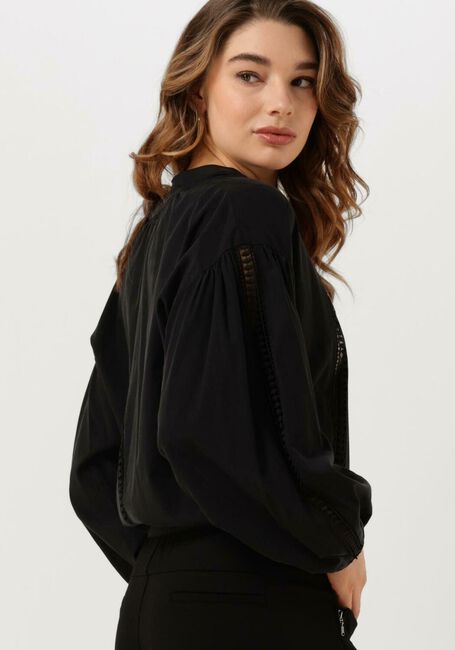 Schwarze SUMMUM Blusen TOP LACE ACCENT TENCEL/COTTON - large