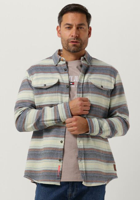 Blaue SCOTCH & SODA Overshirt REGULAR-FIT BASKET WEAVE GRADIENT STRIPE SHIRT - large