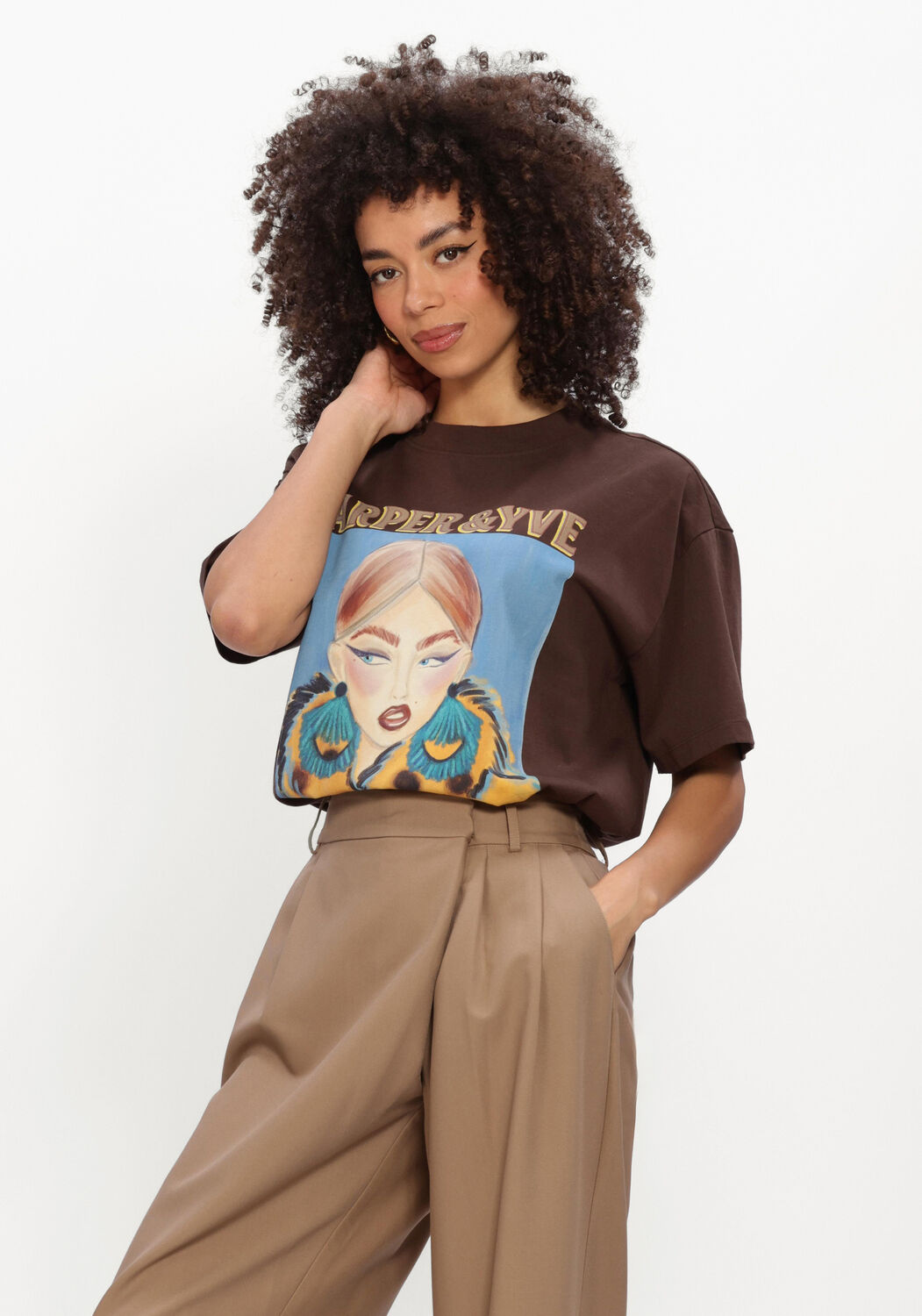 Braune HARPER & YVE T-shirt MOODY-SS - large
