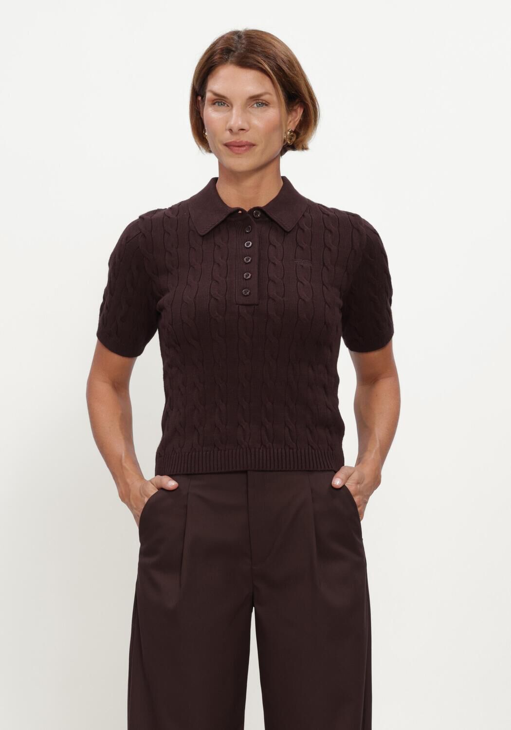 Braune GESTUZ Pullover & Cardigans GZTHILLA POLO PULLOVER - large