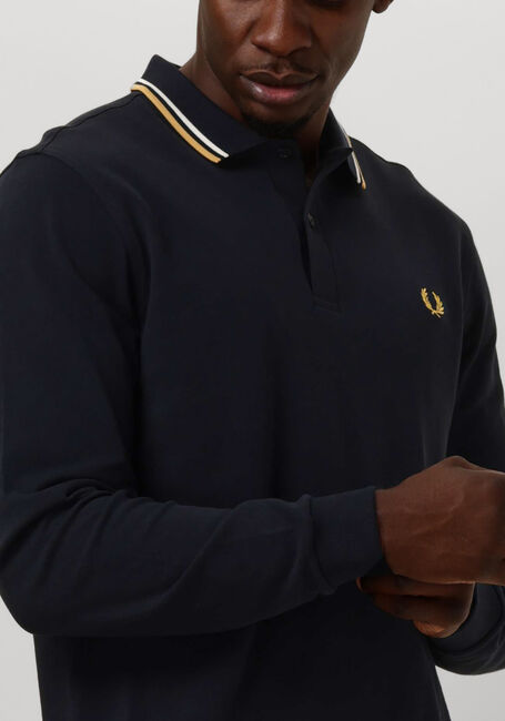 Blaue FRED PERRY Polo-Shirt TWIN TIPPED FRED PERRY SHIRT LONG SLEEVE - large