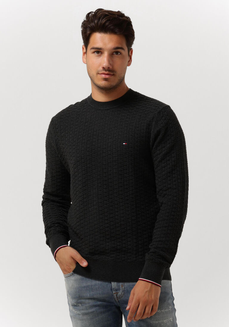 dunkelgrau tommy hilfiger pullover exaggerated structure crew neck