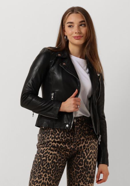 Schwarze SET Lederjack TYLER LEATHER JACKET - large