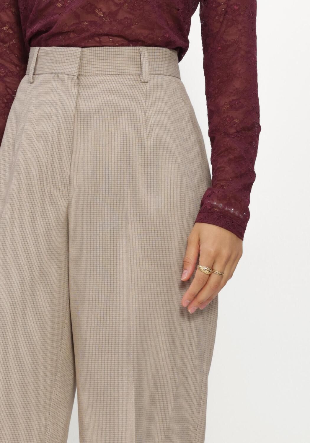 Beige CATWALK JUNKIE Weite Hose CHECK TAPERED TROUSERS - large