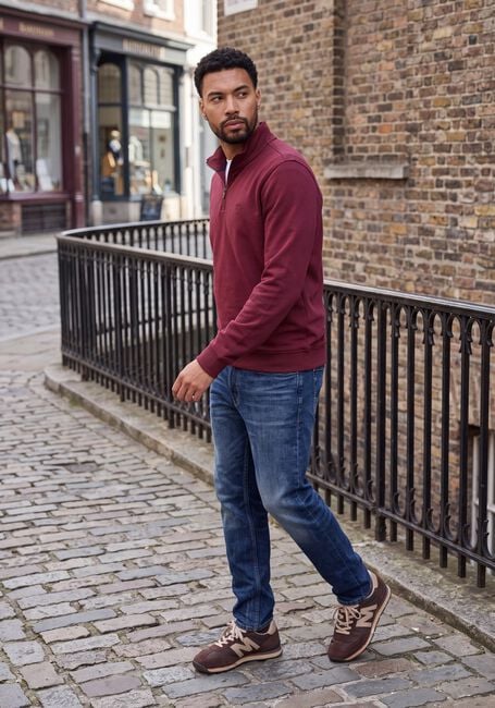 Bordeaux LYLE & SCOTT Pullover SUPERFINE QUARTER ZIP SWEATSHIRT - large