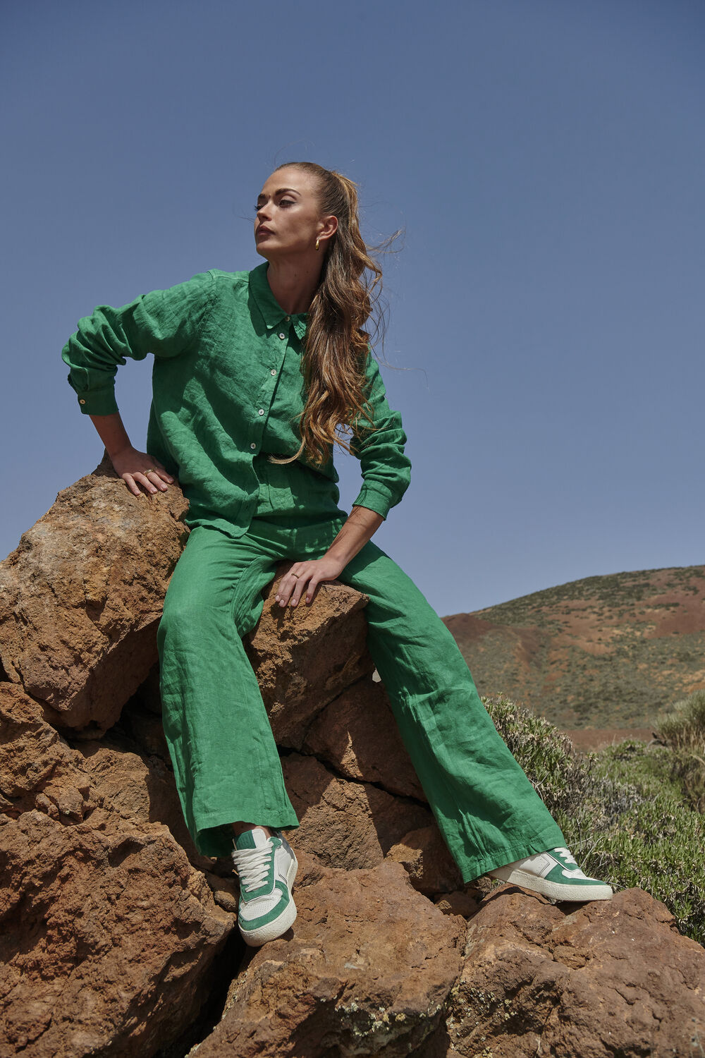 Gr&uuml;ne BY-BAR Blusen IRENE LINEN LS BLOUSE - large