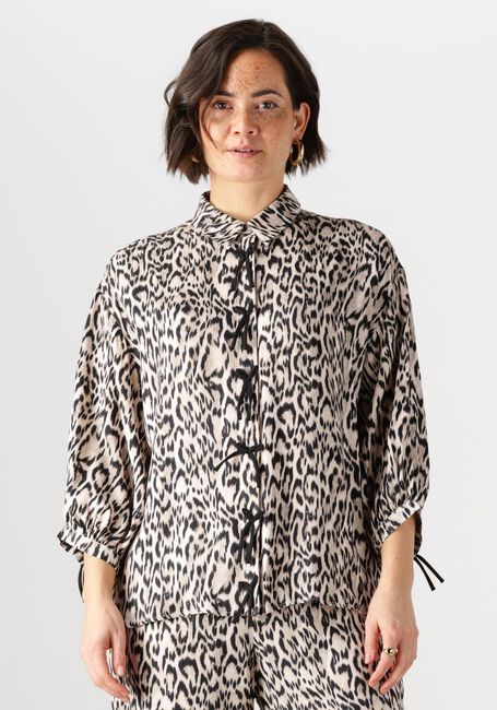 Beige JANSEN AMSTERDAM Blusen ROBINE BLOUSE WA 798 3/4 SLEEVE BOWDETAILS - large