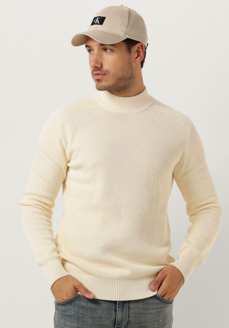 Ecru PUREWHITE Pullover JAQUARD WASHED MOCKNECK - large