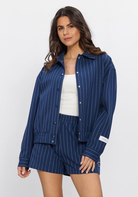 Blaue ALIX THE LABEL Jack LADIES WOVEN CLEAN STRIPED BOMBER - large