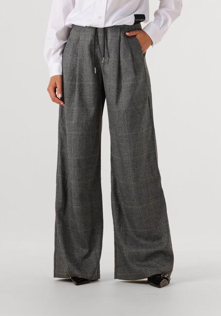 Graue HAUTE L'AMITIÉ Weite Hose MICHELLE CHECK TAILOR TIE TALL PANTS - large