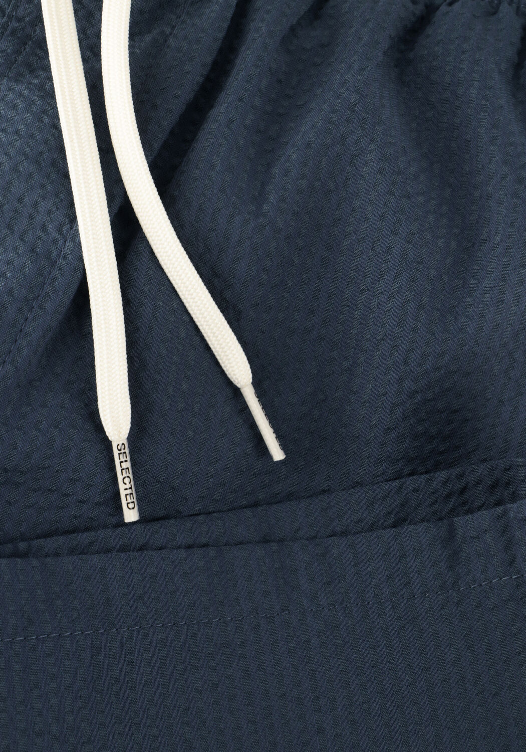 Blaue SELECTED MEN Badehosen SLHCOOPER SEERSUCKER SWIMSHORTS - large