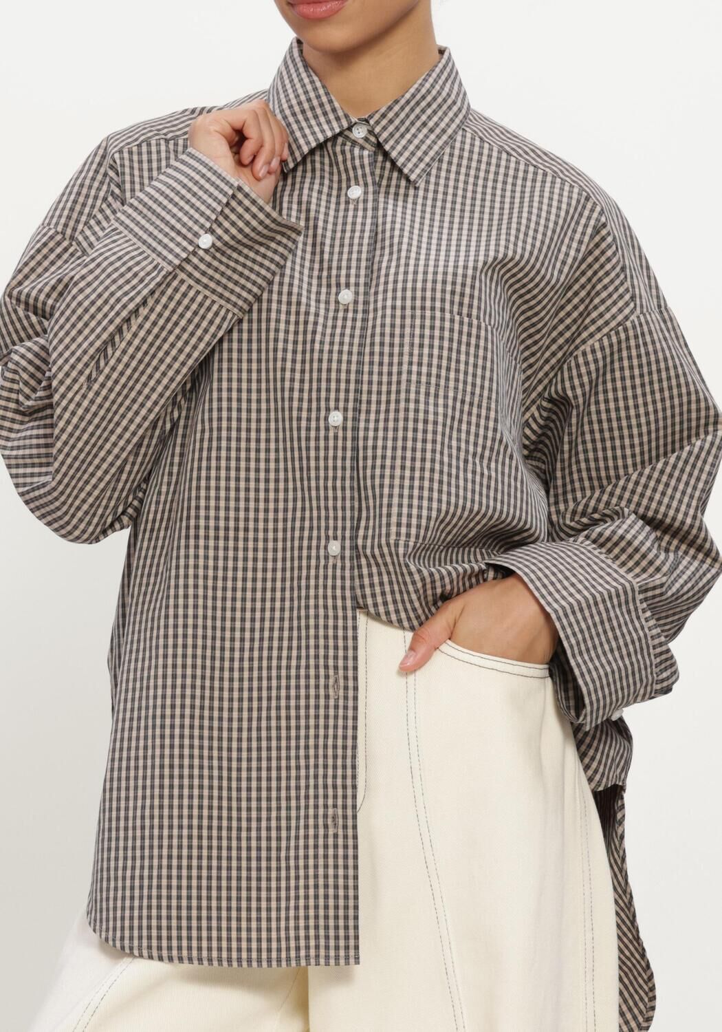 Beige BOII STUDIOS Top FIE CHECK SHIRT - large