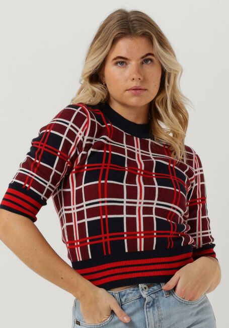 Rote VANILIA Pullover CHECKED SHORTSLEEVE - large