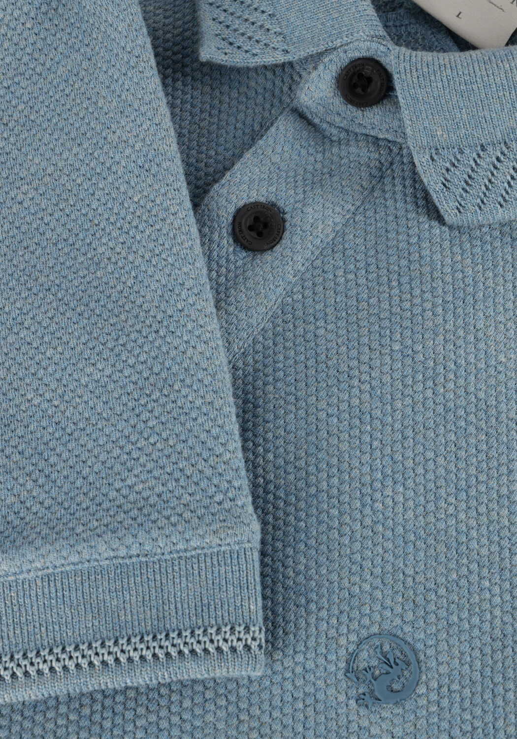Blaue CAST IRON Polo-Shirt SHORT SLEEVE POLO POPCORN JERSEY MELANGE - large