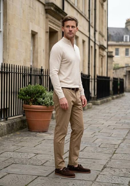 Beige STEFANO LAURAN Pullover HALF ZIP ANDERS - large