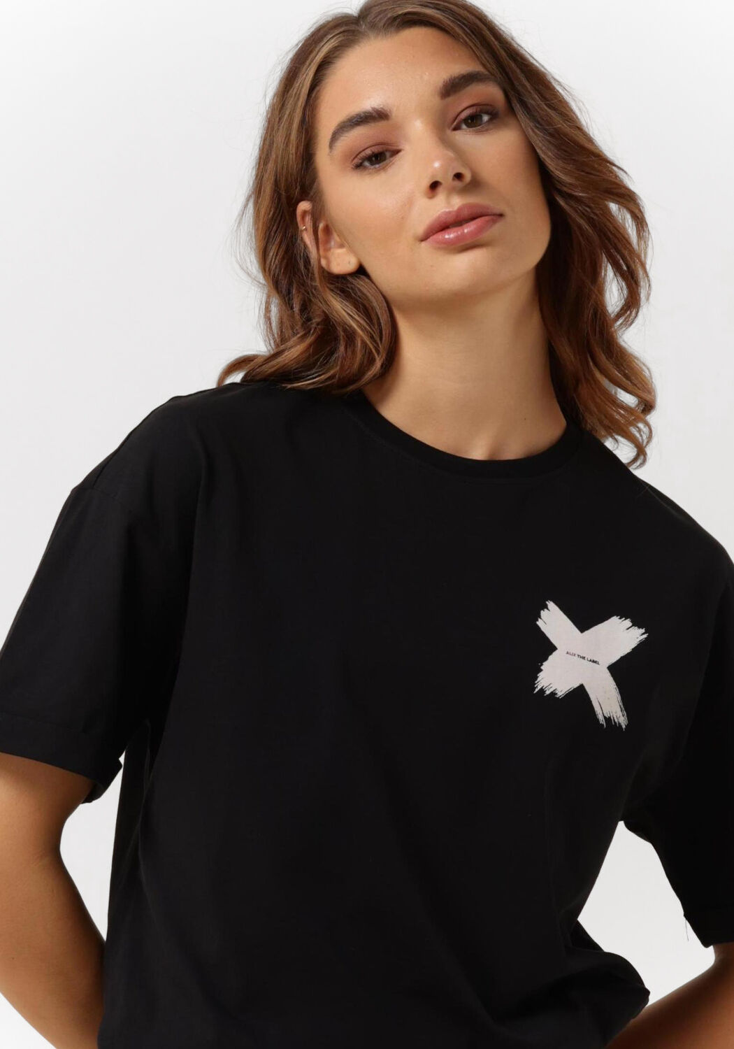 Schwarze ALIX THE LABEL T-shirt LADIES KNITTED X T-SHIRT - large