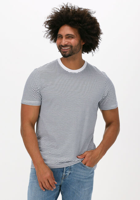 Weiße SELECTED HOMME T-shirt SLHNORMAN180 STRIPE SS O-NECK - large