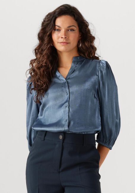 Blaue JANSEN AMSTERDAM Blusen BO BLOUSE SQL 782 3/4 PUFF SLEEVE - large