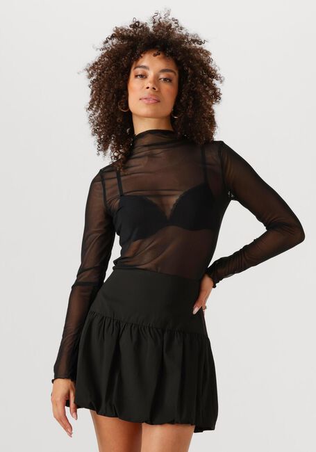 Schwarze OBJECT Top OBJNELA LS O-NECK MESH TOP REP - large