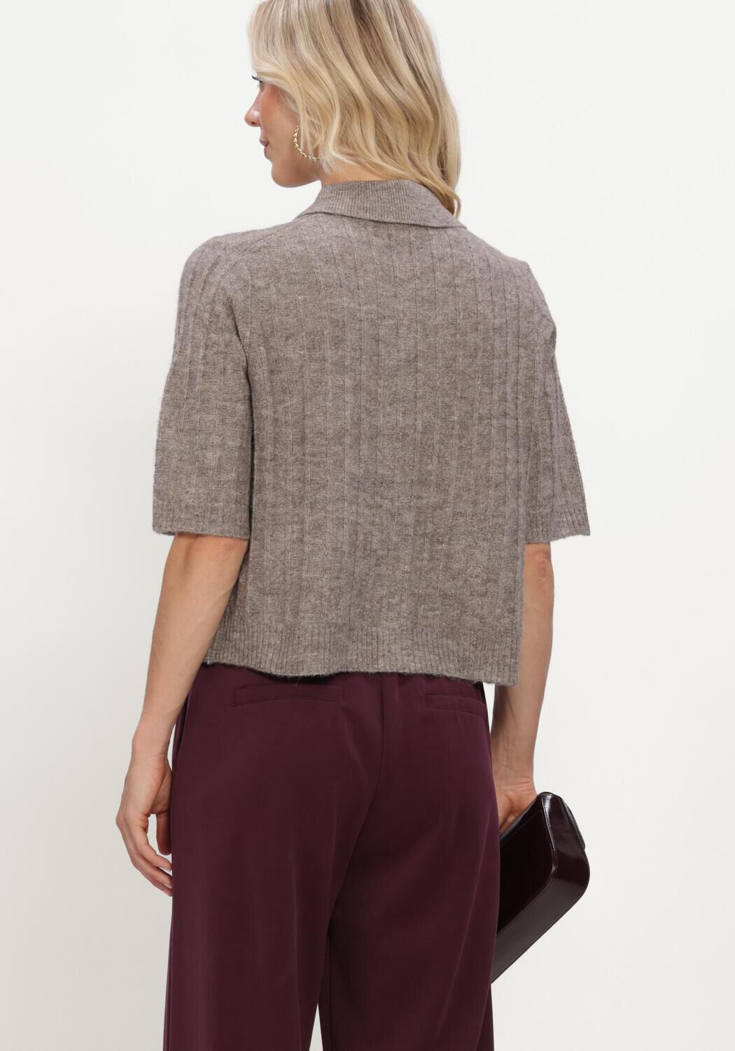 Taupe SUMMUM Pullover SHORT CARDIGAN SOFT - large