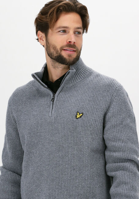 Graue LYLE & SCOTT Pullover RIBBED 1/4 ZIP JUMPER - large