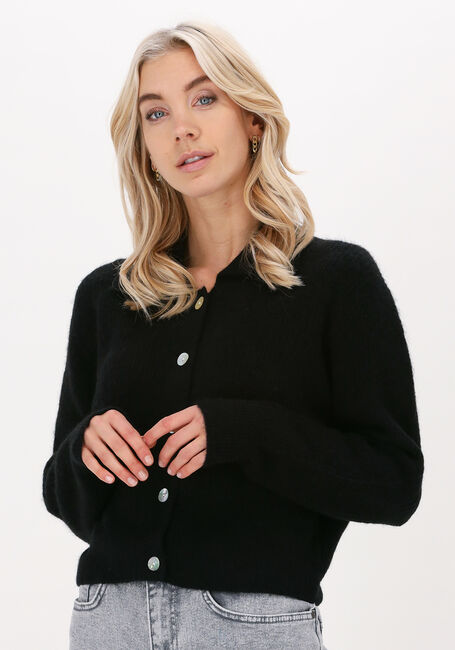 Schwarze JUST FEMALE Strickjacke REBELO COLLAR CARDIGAN - large