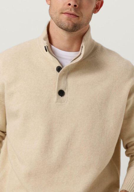 Beige CALVIN KLEIN Pullover LYCRA BLEND BUTTON QUARTER ZIP - large