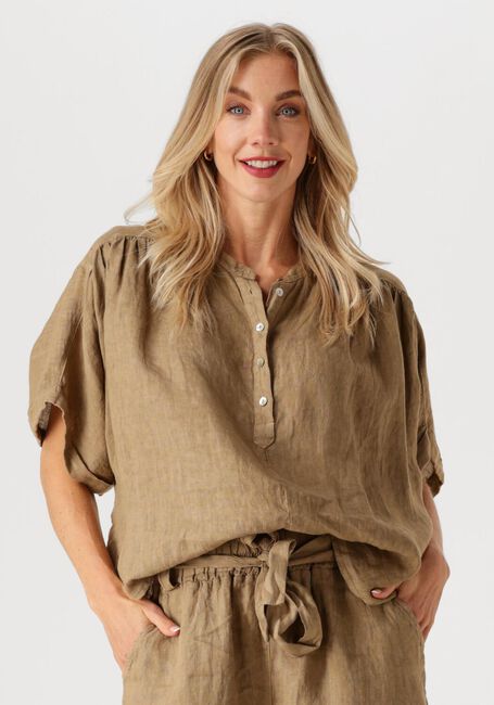 Khaki BY-BAR Blusen AXEL LINNEN BLOUSE - large