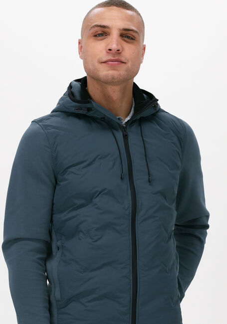 Blaue CAST IRON Wattierte Jack HOODED JACKET TECH JERSEY INTERLOCK - large