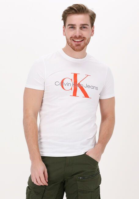 Weiße CALVIN KLEIN T-shirt SEASONAL MONOGRAM TEE - large