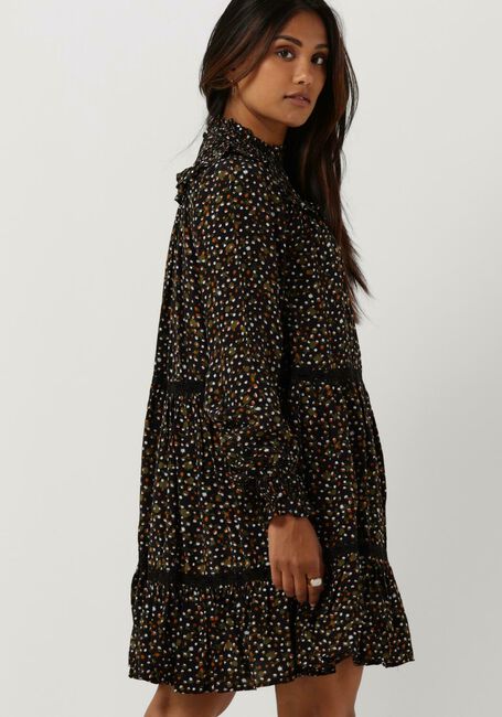 Schwarze SCOTCH & SODA Minikleid SMOCKED AND TIERED LONG SLEEVED DRESS - large