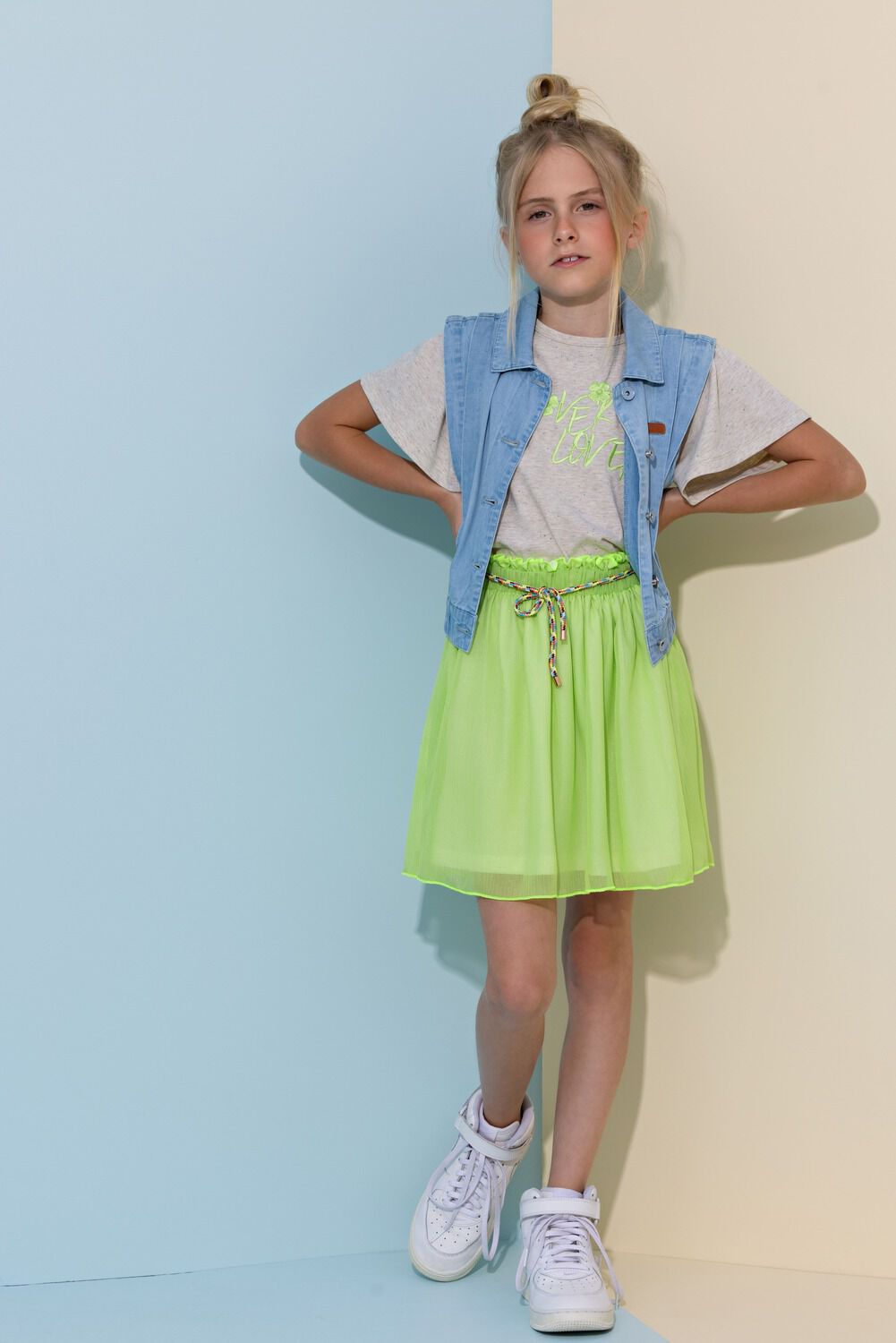 Blaue NONO Gilet DONKA SLEEVELESS DENIM BUTTON UP VEST - large