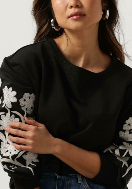 Schwarze SCOTCH & SODA Pullover EMBROIDERED SLEEVE SWEATSHIRT - large