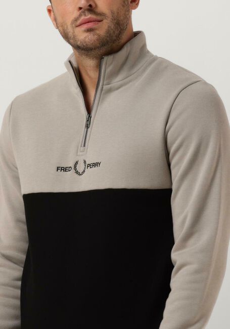 Schwarze FRED PERRY Sweatshirt EMBROIDERED HALF ZIP SWEAT - large