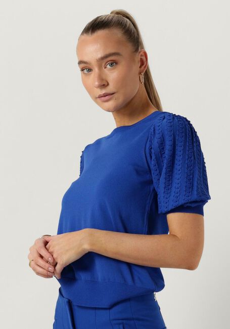 Blaue JANSEN AMSTERDAM Top K136 KNITTED TOP 3/4 PUFFED SLEEVE - large